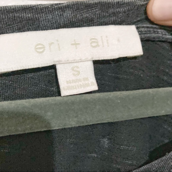 Anthropologie Eri + Ali Charcoal Black Ruffle Sleeve 3/4 Sleeve Shirt Size S - Picture 2 of 6